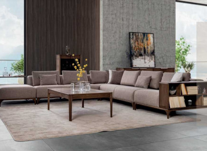 Luxury 2-piece living room set corner sofa L-shape with coffee table modern design